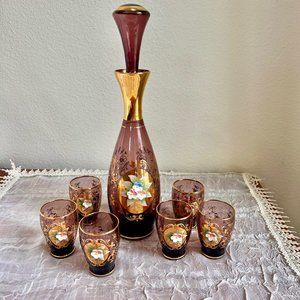 Murano Italian Decanter, Italian Glass, Vintage Barware, Italian Drinkware